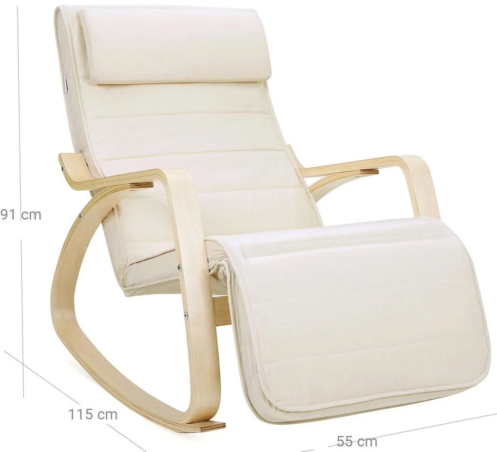 Hintaszék, nyírfából készült pihenő fotel, bézs