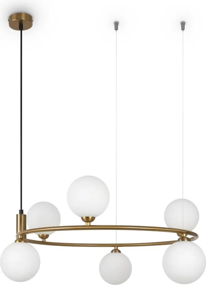 MAYTONI MOD013PL-06BS1 RING Modern Függesztett Lámpa Fehér, Sárgaréz G9 IP20