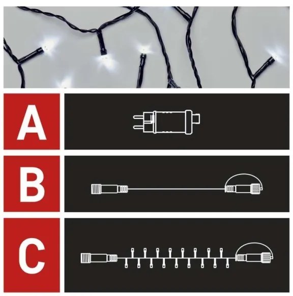 LED Karácsonyi kültéri lánc 100xLED/15m IP44 hideg fehér