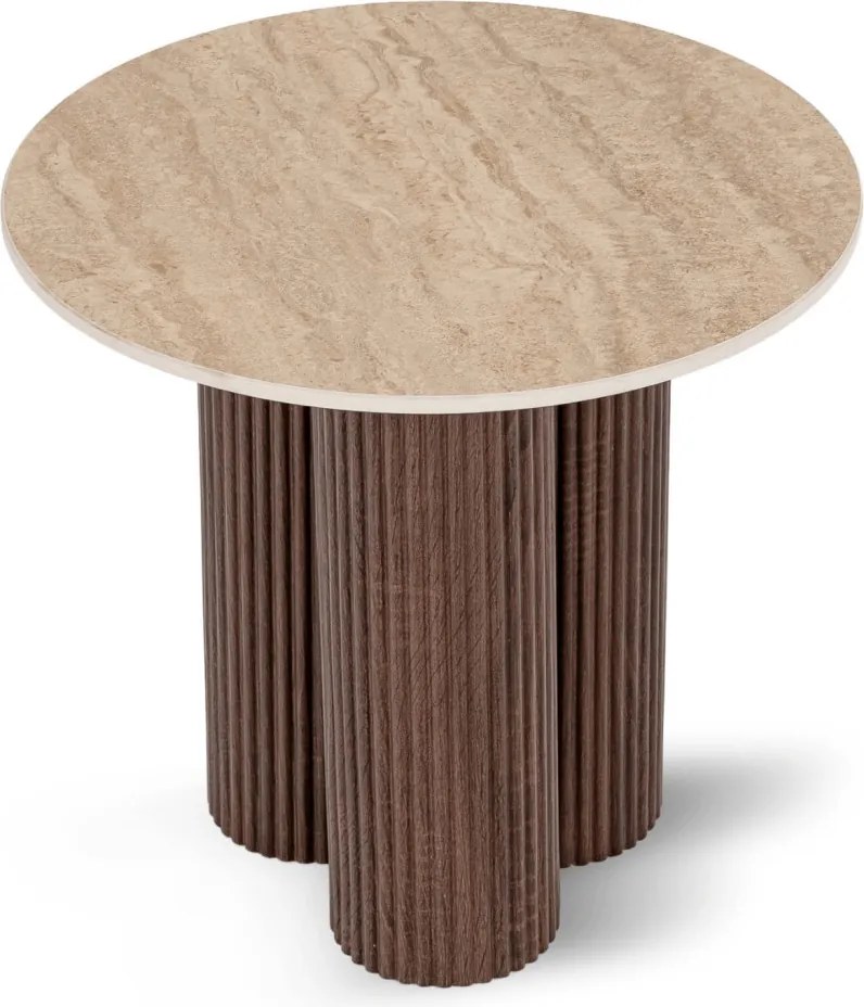 Asztal CARTAGENA 80 cm travertin/dió