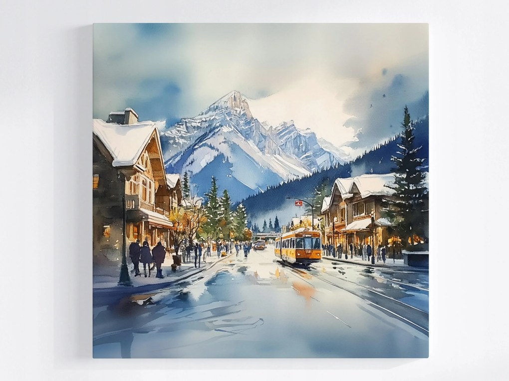 Poszter Város Üdülőhely Hegyek Tél Hó Utca Fagy 40x40