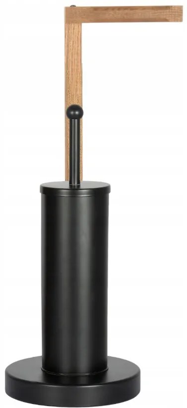 Erga Aurora Small Black, WC kefe fa WC papír tartóval 19x19x56 cm, barna-fekete, ERG-SEP-1340STLAZSBLA