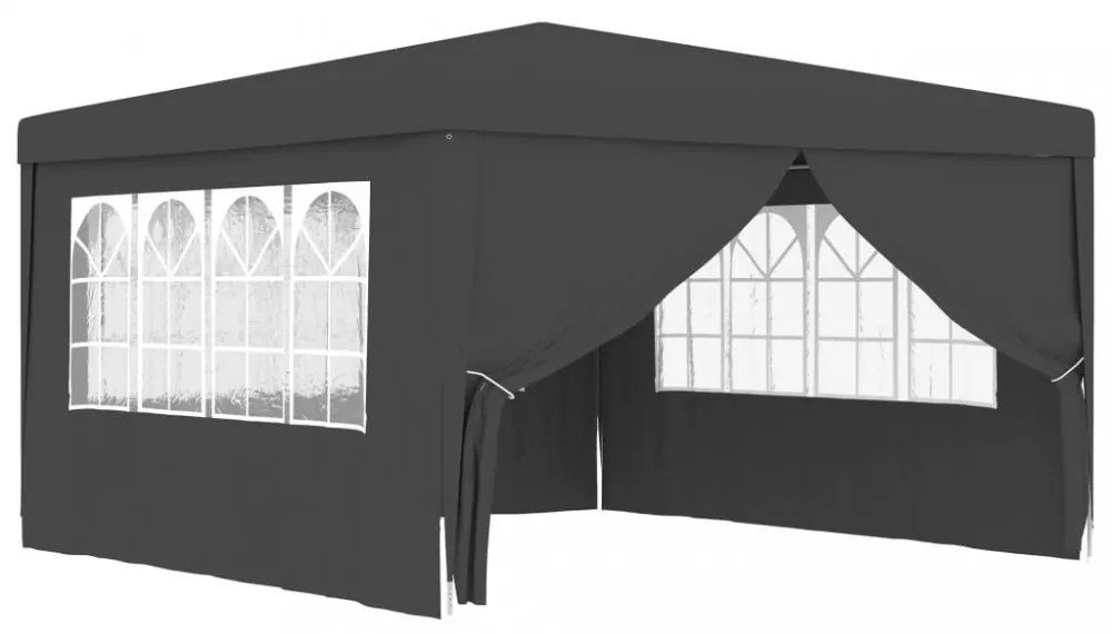 antracitszürke rendezvénysátor oldalfalakkal 4 x 4 m 90 g/m²