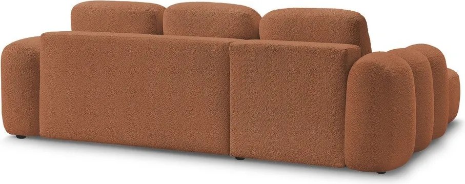 Narancssárga buklé kinyitható-tárolóhelyes sarokkanapé (bal oldali-heverő résszel) Montaigne – Bobochic Paris