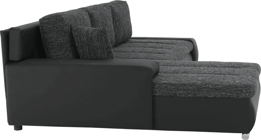 Sarokülőgarnitúra, fekete/fekete melír, TRAMP