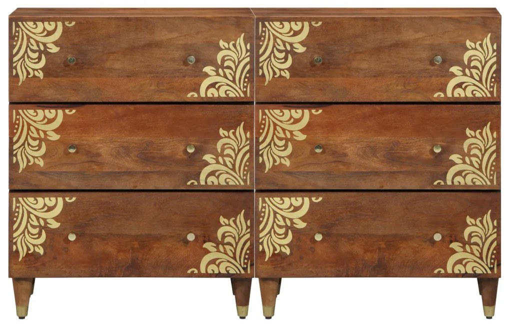 oldalszekrény 2 db mézbarna 60x33.5x75 cm szilárd durfa mangó