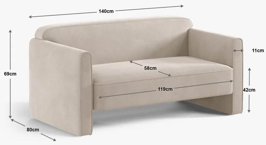 Szürkésbarna bársony kanapé 140 cm Abby – Micadoni