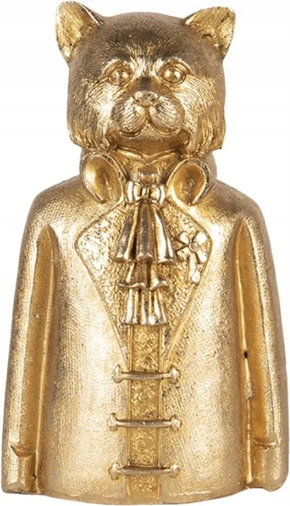 Arany dekoratív kutya figura öltönyben 8x6x15 cm
