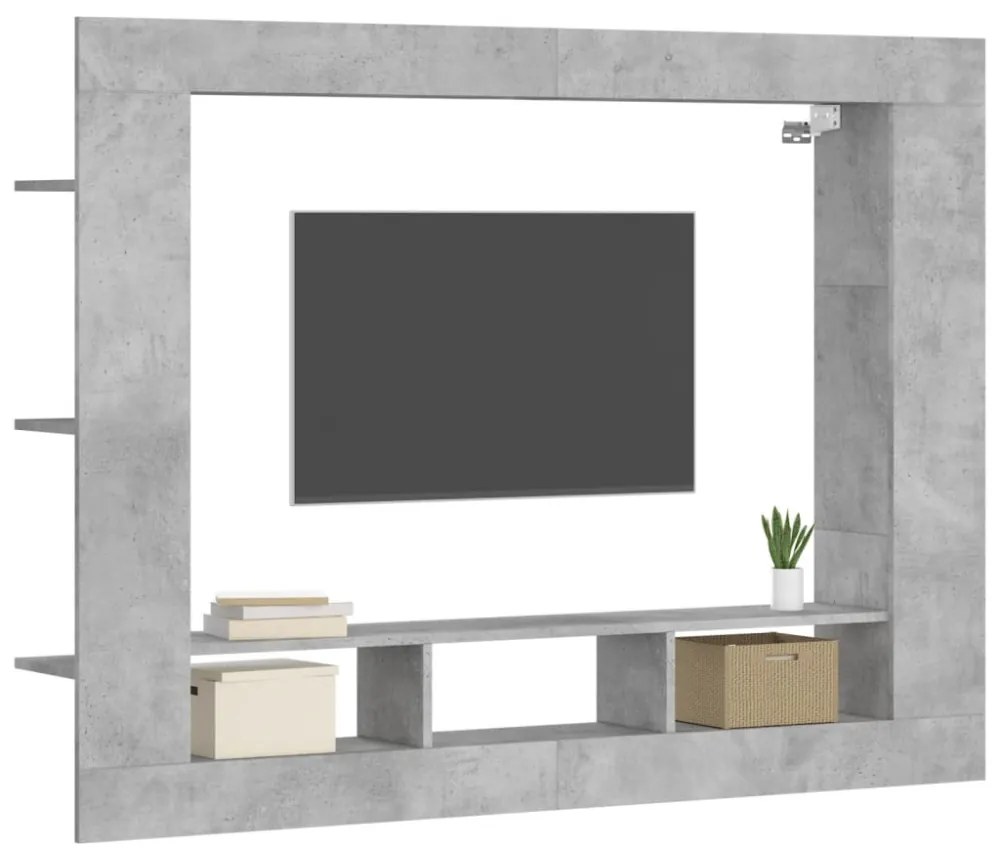betonszürke szerelt fa TV-szekrény 152x22x113 cm