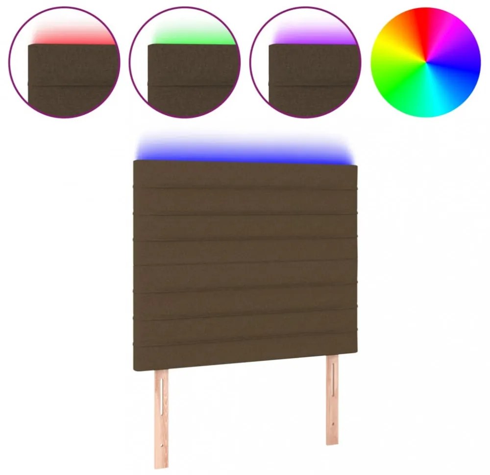 sötétbarna szövet LED-es fejtámla 100x5x118/128 cm