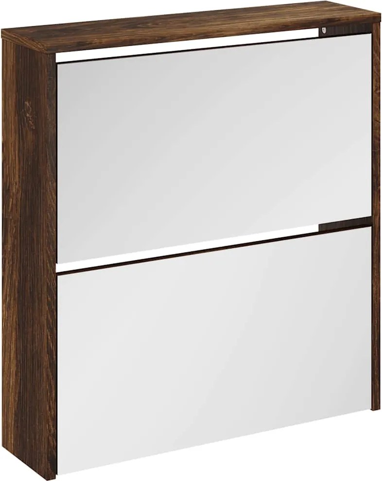 vidaXL füstös tölgy 2 szintes cipőszekrény tükörrel 63 x 17 x 67 cm