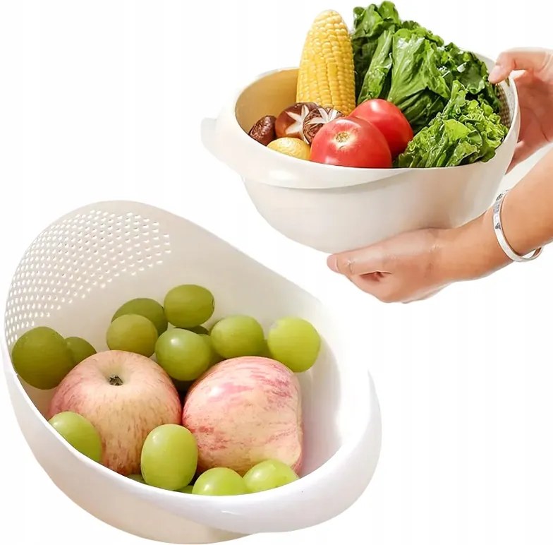 Cedzak Konyhai Csepegtető Műanyag Nagy Gyümölcstál 2in1