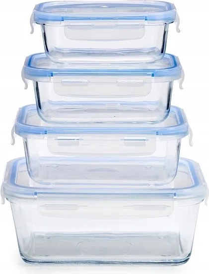 Öko Egészséges Üveg 4x Légmentesen Záródó Élelmiszer Tároló Dobozok Ar