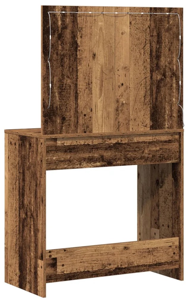 LED világítással ellátott sminktükör Öreg fa 78,5x41x135 cm
