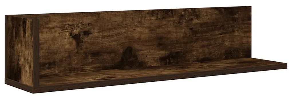 2 db füstös tölgy színű szerelt fa fali polc 75 x 16,5 x 16,5cm