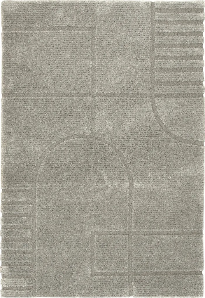 200x290 cm Bolyhos Kétszintes Szürke Vonalas Szőnyeg