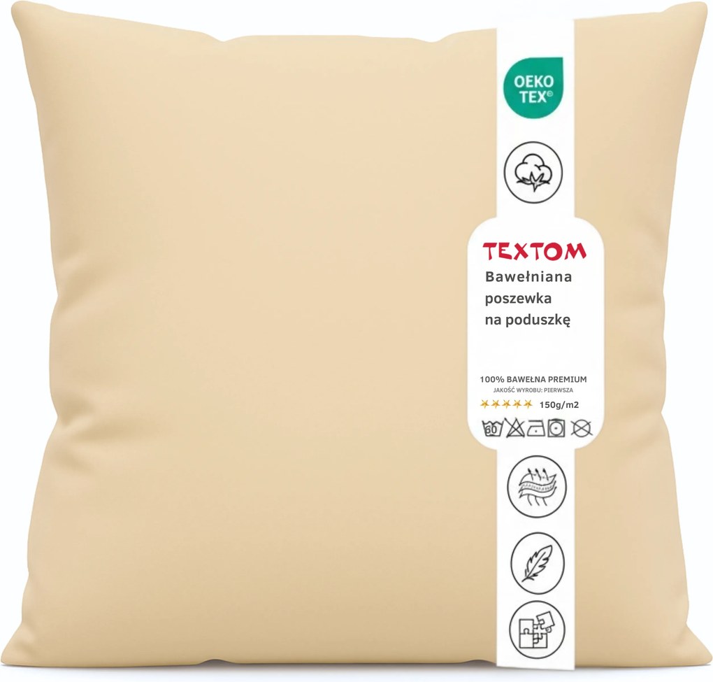 Párnahuzat 40x40 cm 100% Pamut Sima Erős Beige Nagy