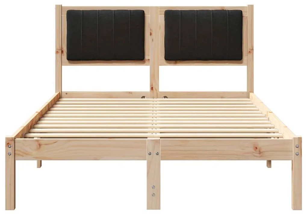 Ágykeret Kárpitozott Fejtámlával Fekete 120 x 200 cm