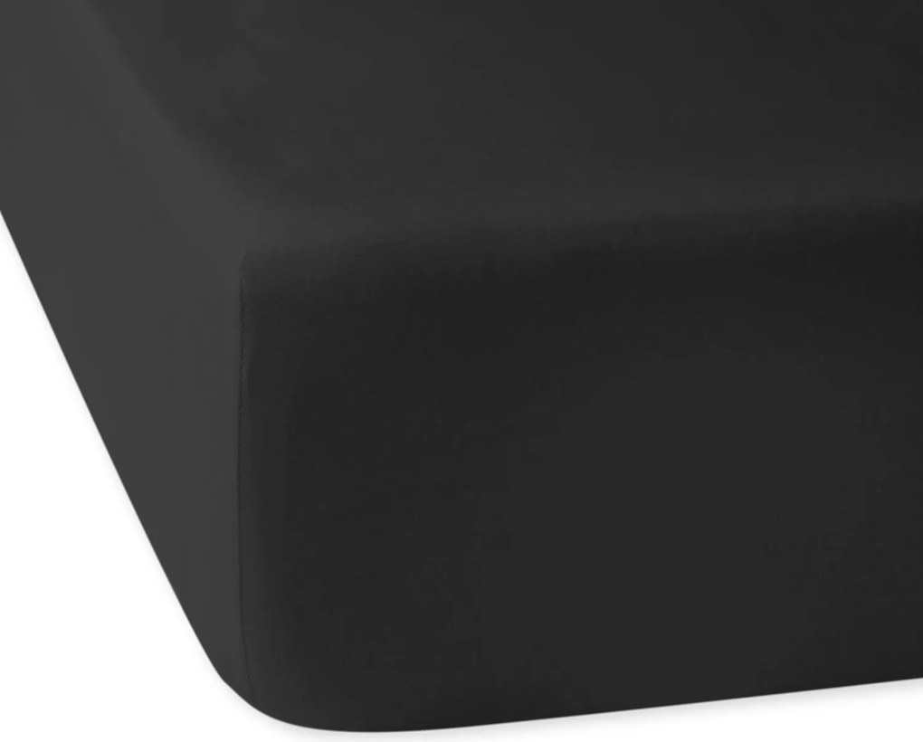 Szatén gumis lepedő 200x220 fekete