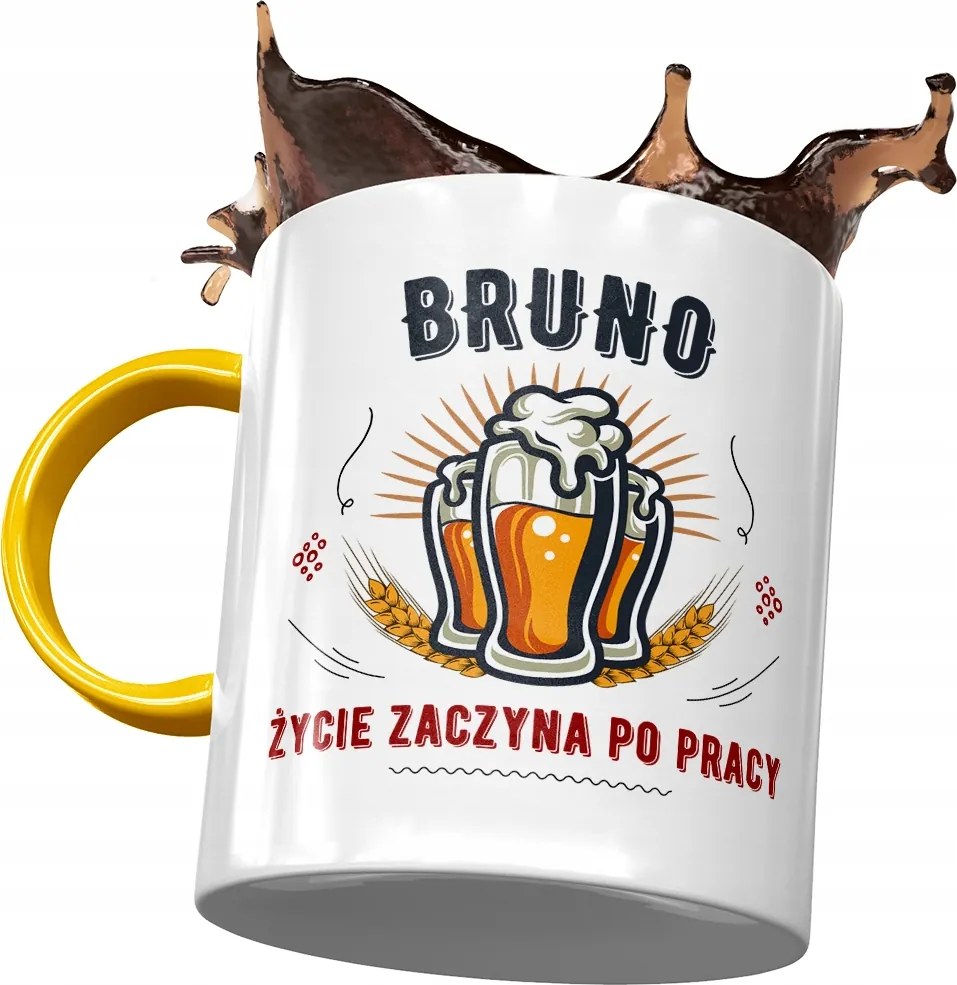 Sárga Bögre Bruno Férj Kolléga Ajándék Nyomtatott Fotóval