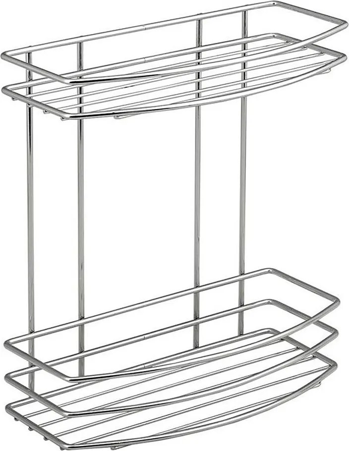 Aqualine - Kétszintes zuhany fali polc KRÓM LINE fényezett króm