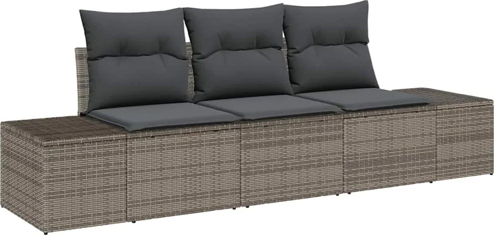 vidaXL Kerti Kanapé Szett tárolóval 3 pcs Szürke polirattan