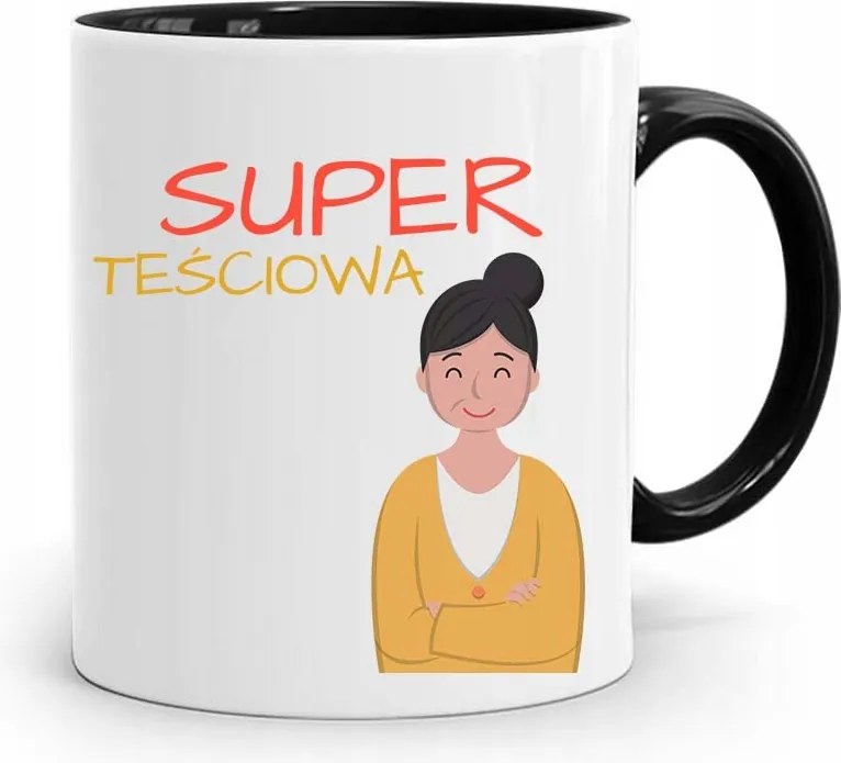 Fekete Bögre Ajándék Anyósnak Szuper Anyós Nyomtatott Fotóval