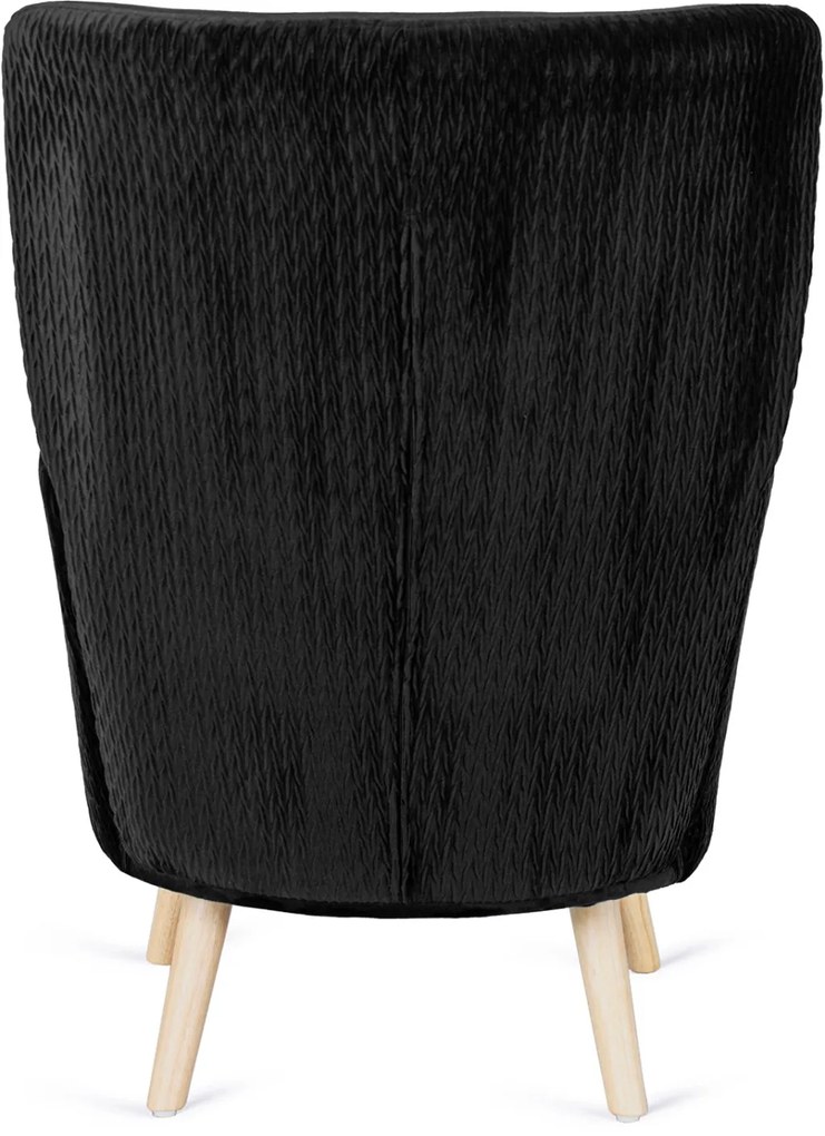 Füles Fotel Fekete Bársony Kárpittal. SANTOS