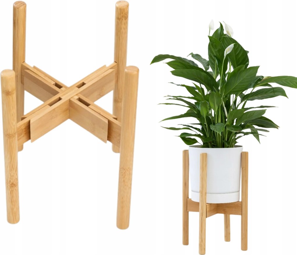 Bambusz álló virágágyás Virágtartó Állvány 35,7cm Természetes