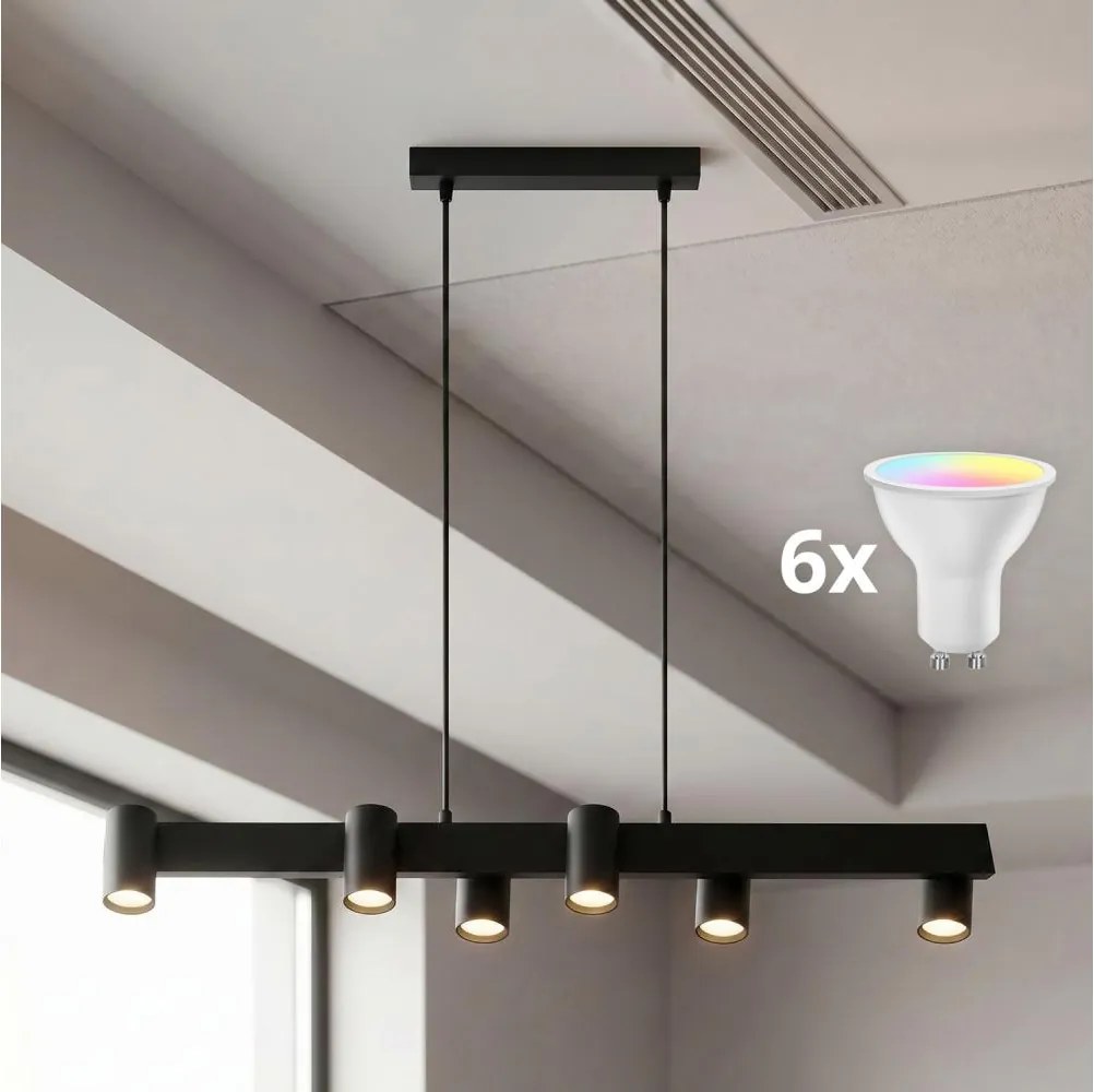 BRILAGI - LED RGBW dimmelhető, kábelen függesztett csillár SELE 6xGU10/6,5W/230V fekete