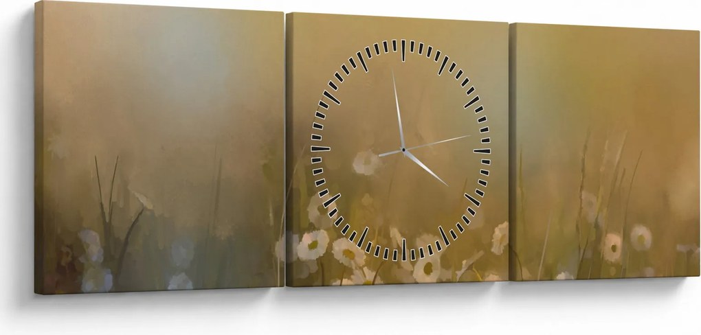 Kép - százszorszép olajfestmény (órával) (90x30 cm)