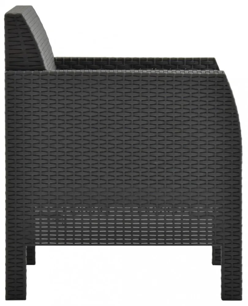 vidaXL 4 részes antracit PP rattan kerti bútorgarnitúra párnákkal
