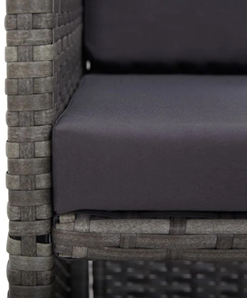 17 részes szürke polyrattan kültéri étkezőgarnitúra párnákkal