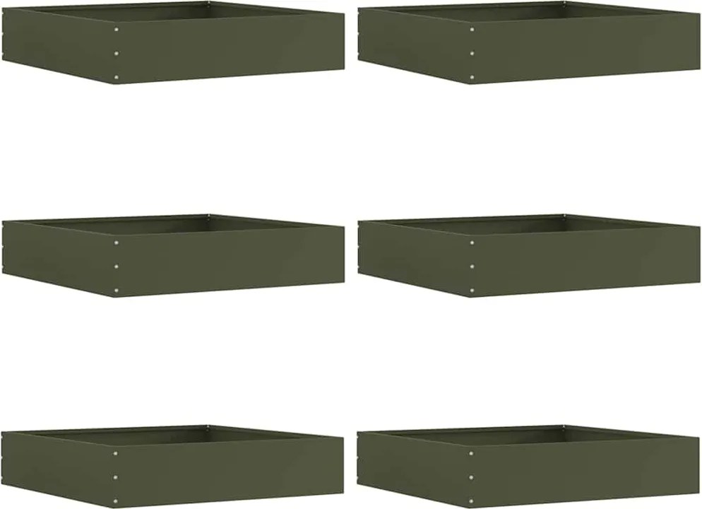vidaXL Fűszegélyezés 6 pcs Olajzöld 60 x 60 x 13 cm Acél