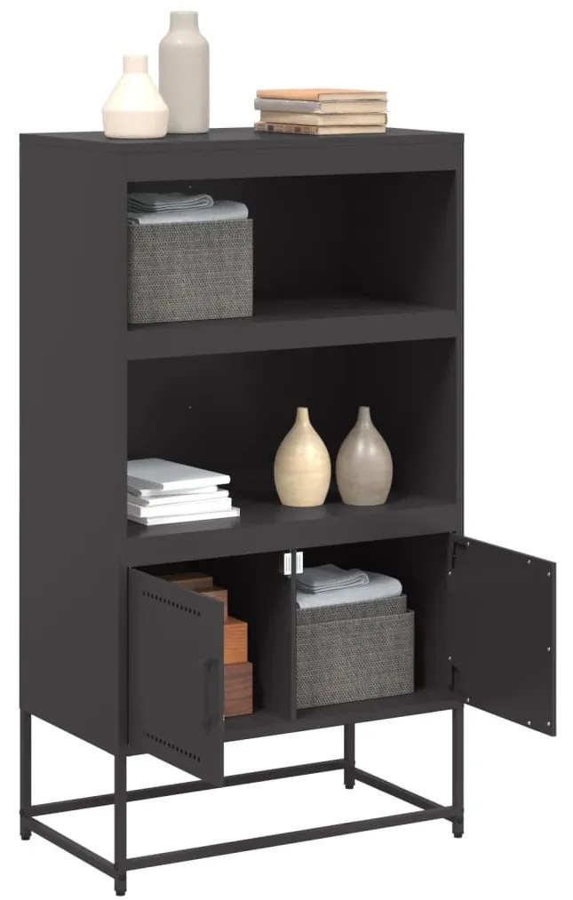 vidaXL fekete acél magasszekrény 68,5x38,5x123,5 cm