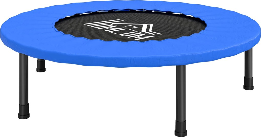 HOMCOM Fitness Trampolin Ø81 cm Acél Trampolin Biztonsági Párnával és 28 Rugóval Beltéri és Kültéri Edzésekhez 100 kg Teherbírás 81x81x22,5 cm Fekete