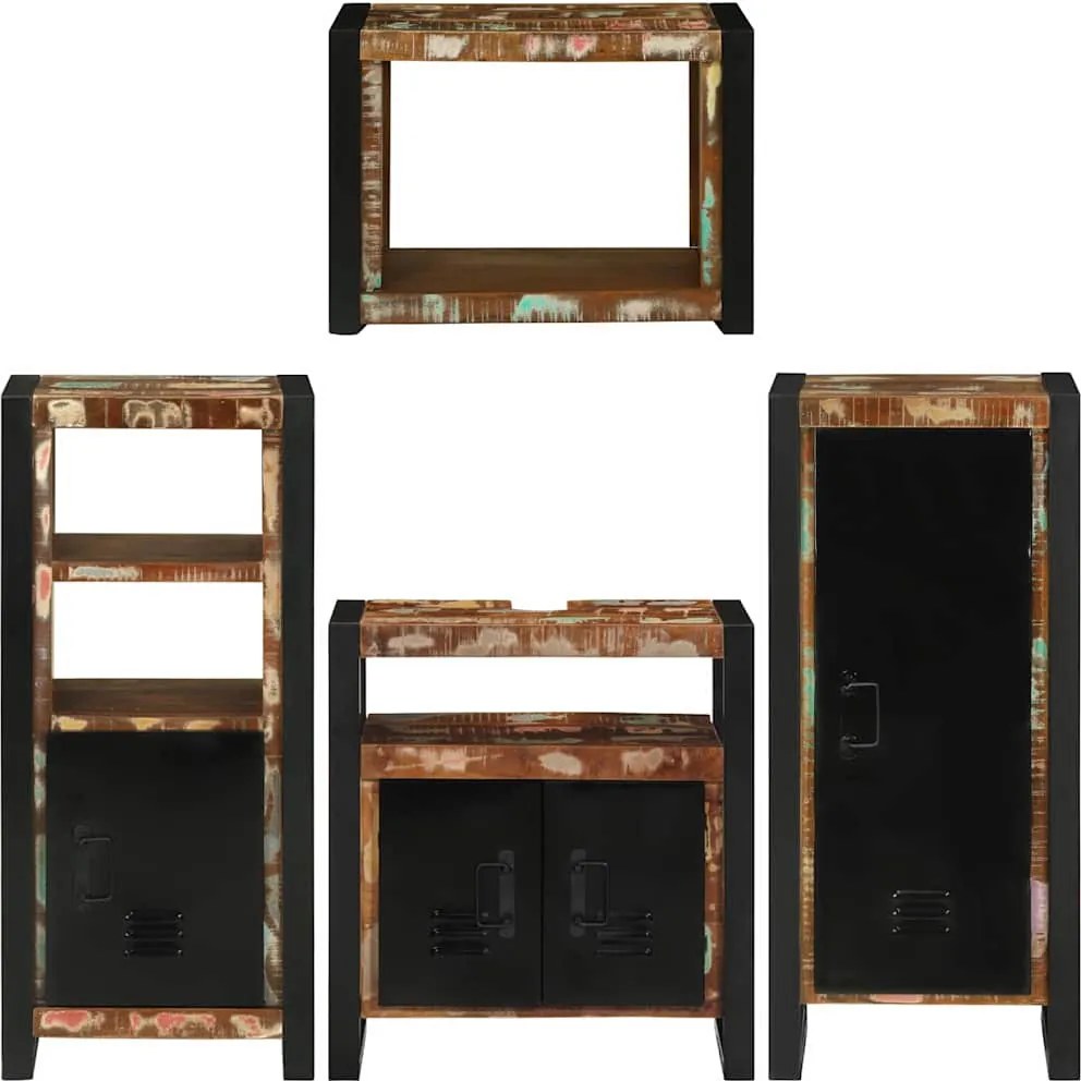 Fürdőszoba bútor szett 4 pcs Szilárd újrahasznosított fa
