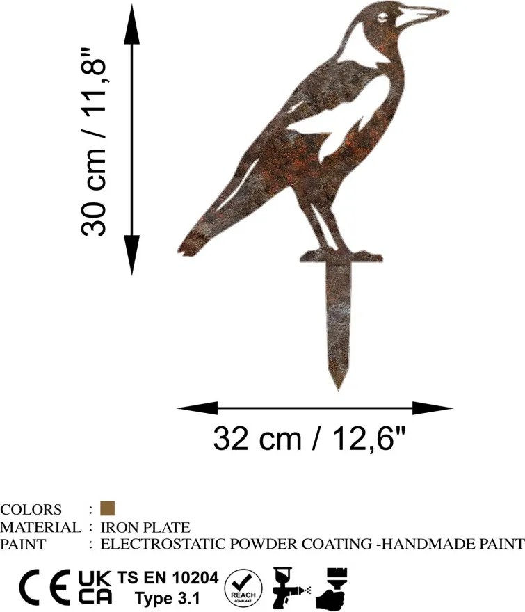 Bird fém kerti dísztárgy, 46×32 cm – TR565TNL1287