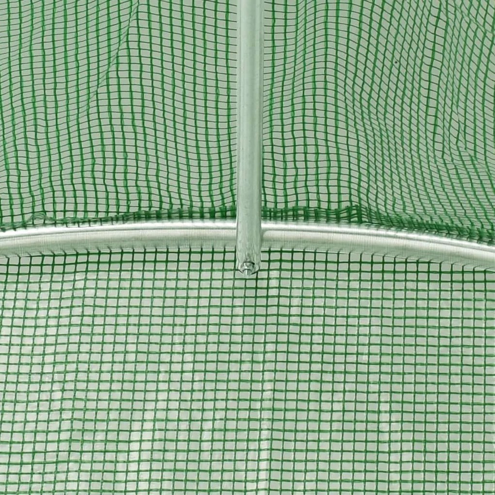zöld acélvázas melegház 42 m² 14 x 3 x 2 m