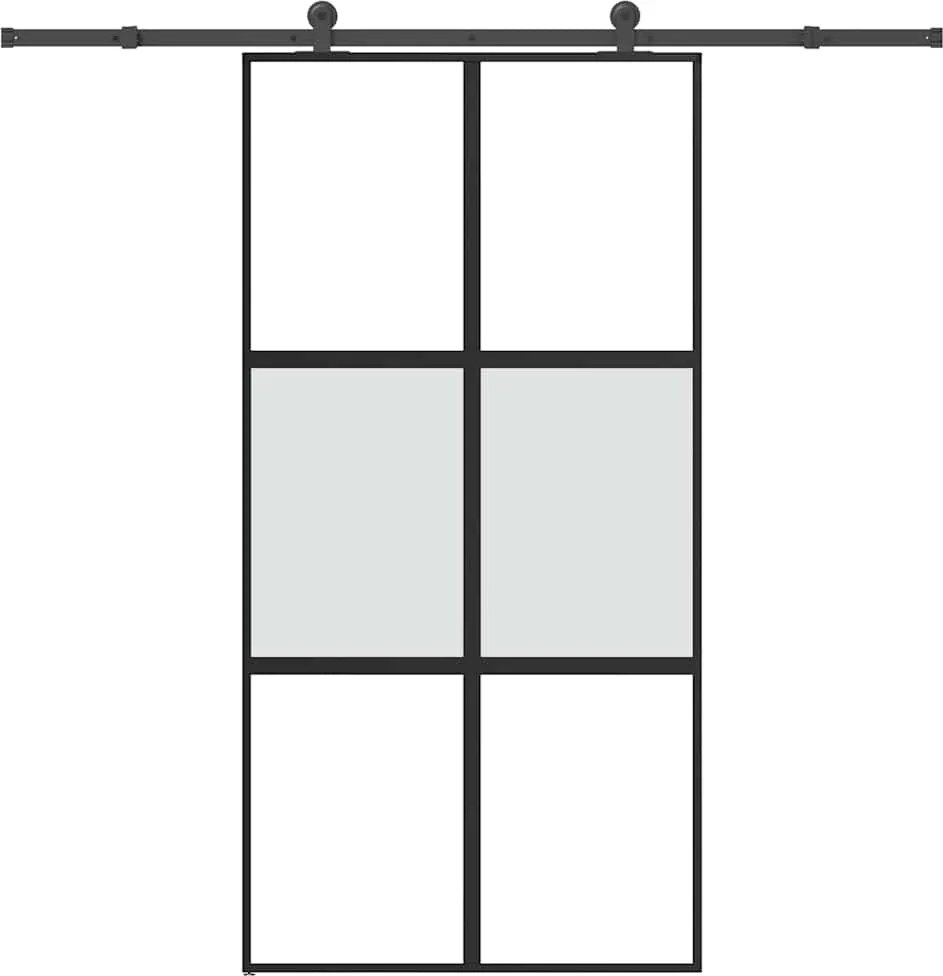 vidaXL tolóajtó vasalatokkal 102,5x205 cm edzett üveg&Alumínium