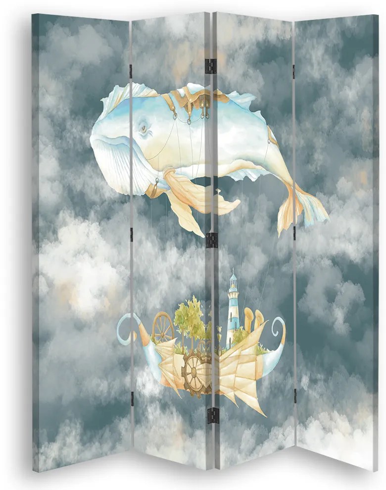Gario Paraván Repülo bálna és hajó éjjel Méret: 145 x 170 cm, Kivitelezés: Klasszikus paraván