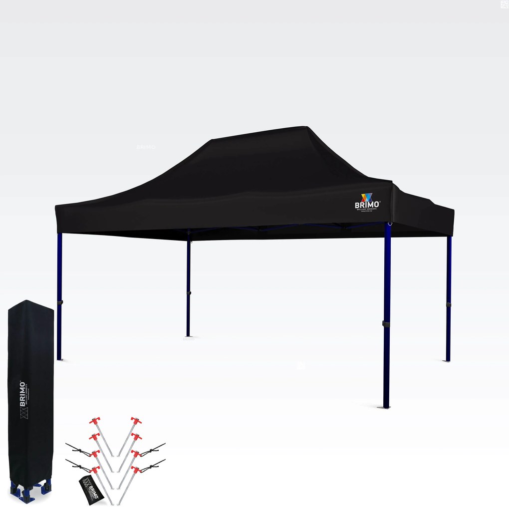 Kiállítási sátor 3x4,5m (45mm acél) | Gyors összeszerelés, hosszú élettartam - 3 oldalfal nélkül - Fekete