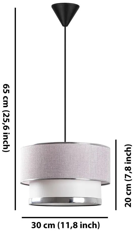 Szürke-ezüstszínű függőlámpa textil búrával ø 30 cm Cake – Opviq lights