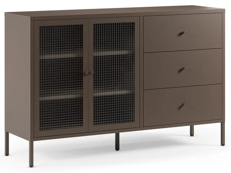 Szürke fém tálalószekrény 140x90x40 cm Layna – Marckeric