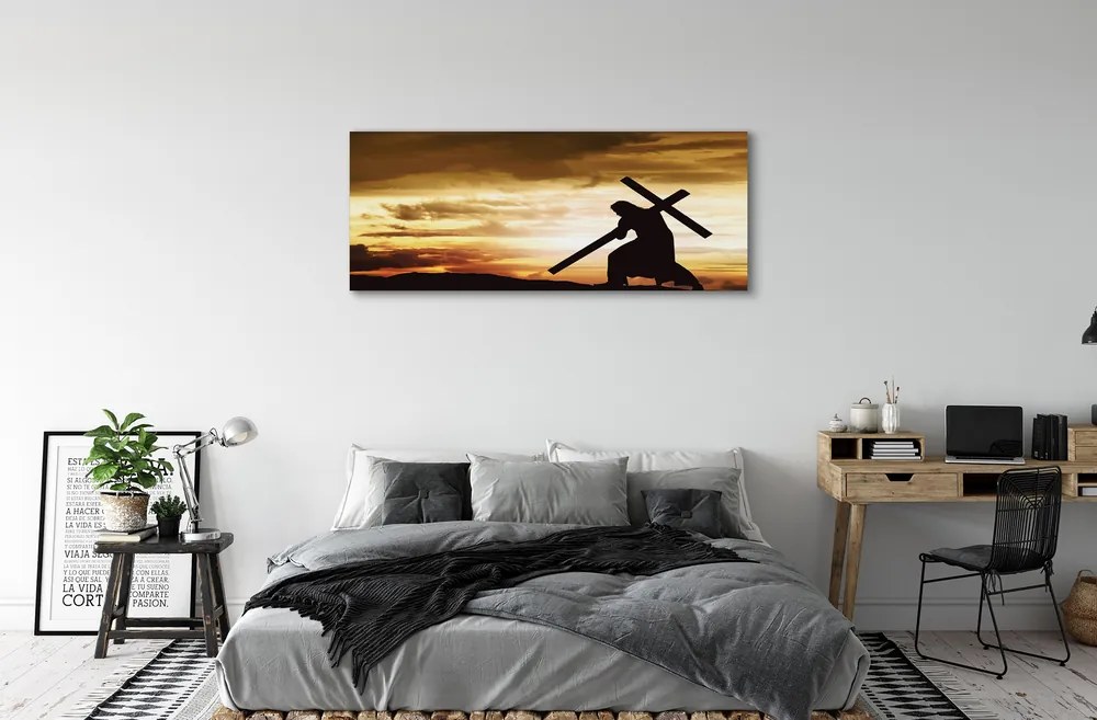 Canvas képek Jézus kereszt naplemente 100x50 cm