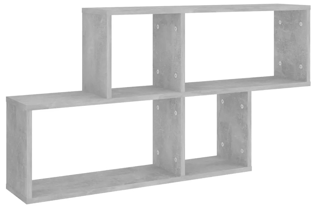 betonszürke szerelt fa fali polc 100 x 18 x 53 cm