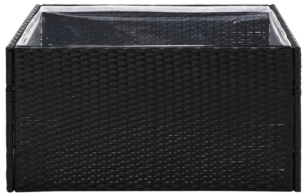 Fekete polyrattan kerti ültetőláda 80 x 80 x 40 cm