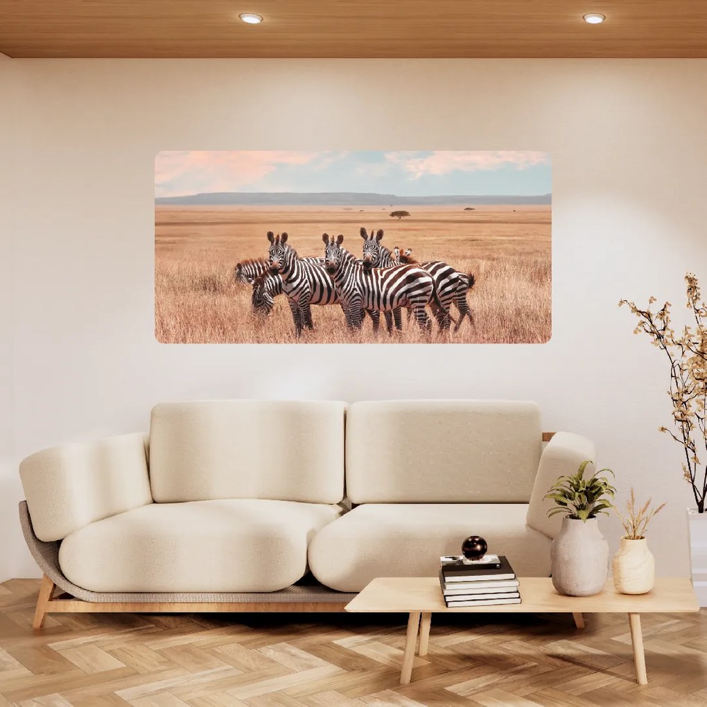 PIPPER. Öntapadós textiltapéta "Zebrák Afrikában"