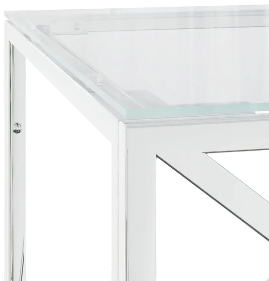 üveg és rozsdamentes acél dohányzóasztal 110x45x45 cm