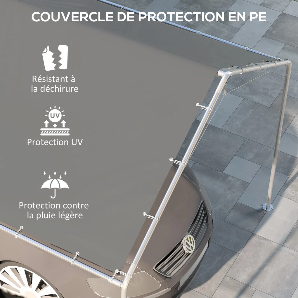 Outsunny Csere Napernyő Borító 3 x 6m Kocsi Beállóhoz, 48 Fehér Gömb Bungee-val (csak a borító, keret nem tartozik hozzá) | Aosom